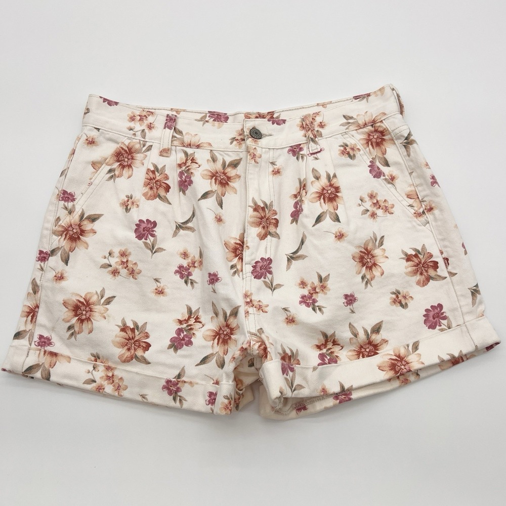 American Eagle Size 12 Mom Denim Shorts Flower Print Cottagecore Grandma‎